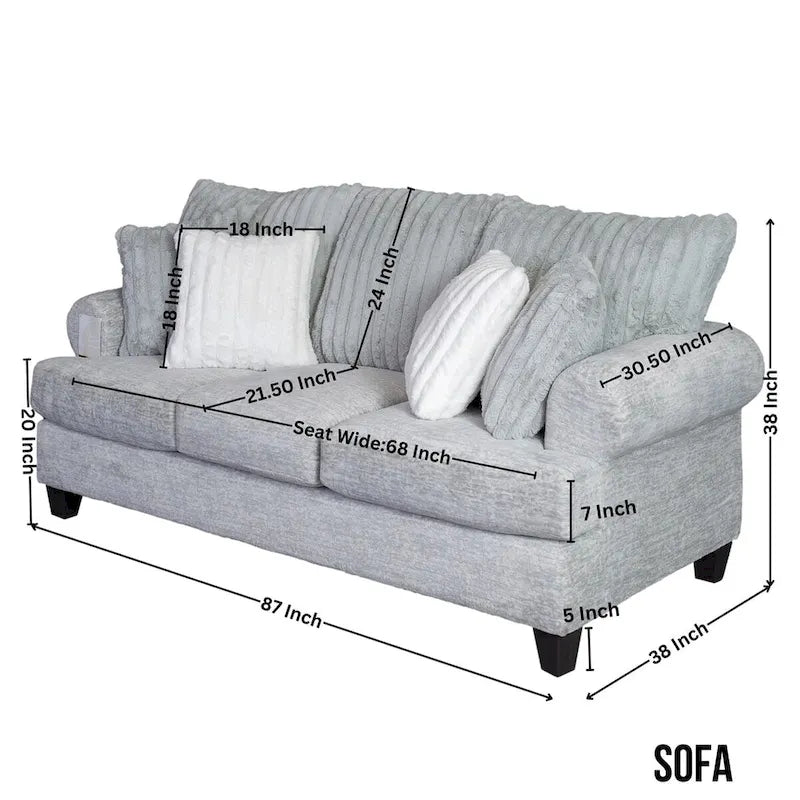 Roundhill Oasis 2-Piece Living Room Set, Sofa and Loveseat