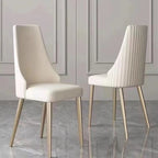 White PU Leather Dining Chairs - 2-Piece Set Metal Legs