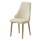White PU Leather Dining Chairs - 2-Piece Set Metal Legs