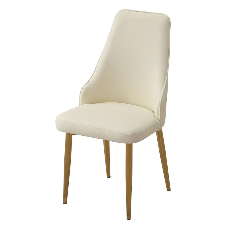 White PU Leather Dining Chairs - 2-Piece Set Metal Legs