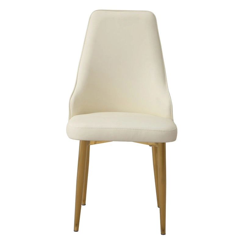 White PU Leather Dining Chairs - 2-Piece Set Metal Legs