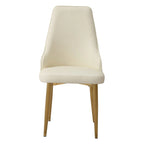 White PU Leather Dining Chairs - 2-Piece Set Metal Legs