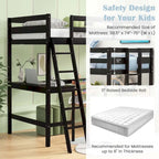 Costway Twin Size Loft Bed w/ Desk & Shelf 2 Ladders & Guard Rail for