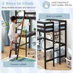 Costway Twin Size Loft Bed w/ Desk & Shelf 2 Ladders & Guard Rail for