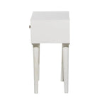 Mango Wood Scroll Intricately Carved Single Drawer Side End Accent Table - White - Roche River Decor