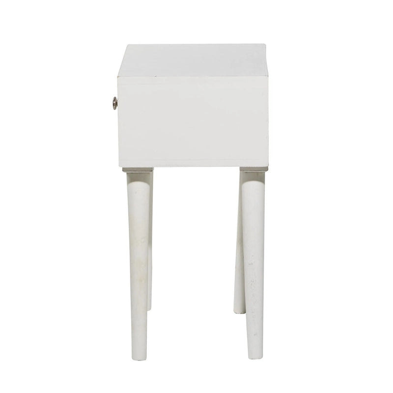 Mango Wood Scroll Intricately Carved Single Drawer Side End Accent Table - White - Roche River Decor