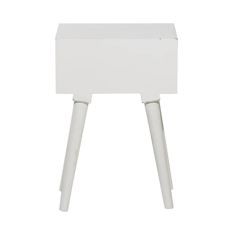 Mango Wood Scroll Intricately Carved Single Drawer Side End Accent Table - White - Roche River Decor