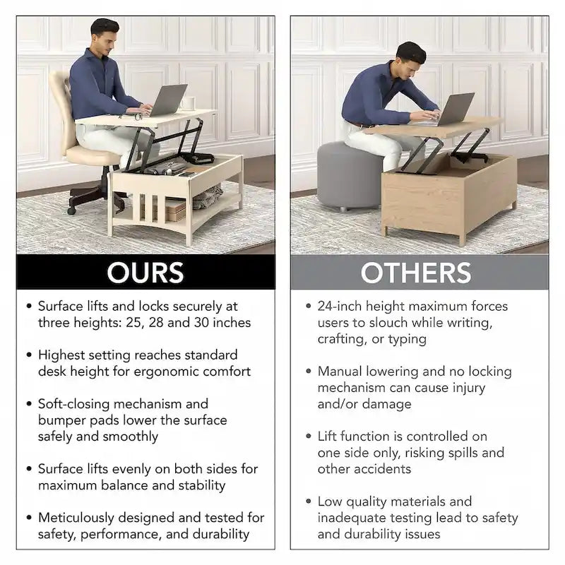 Salinas Lift Top Coffee Table Desk with Storage by Bush Furniture