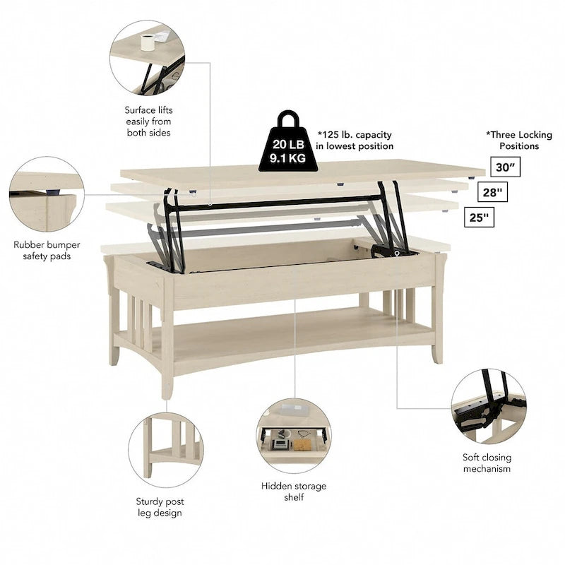 Salinas Lift Top Coffee Table Desk with Storage by Bush Furniture