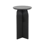 Wood Geometric Sandstone Carved Art Deco Arched Pedestal Side End Accent Table - Set of 2 Black - Roche River Decor