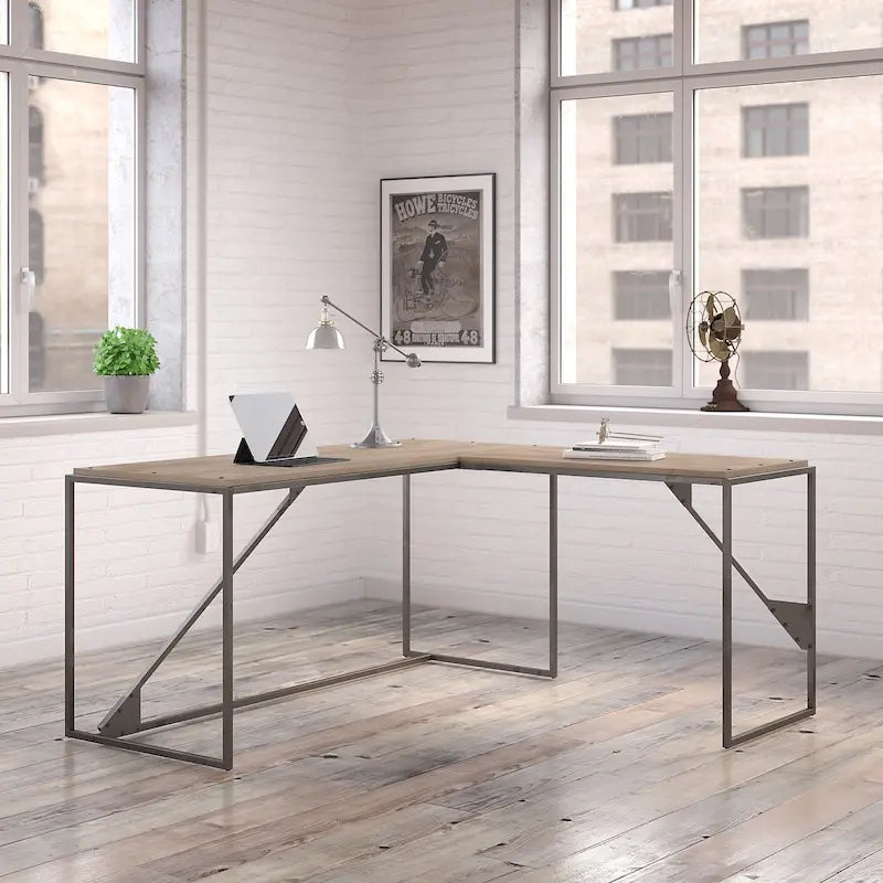 Bush Furniture Refinery 62W L Shaped Industrial Office Desk