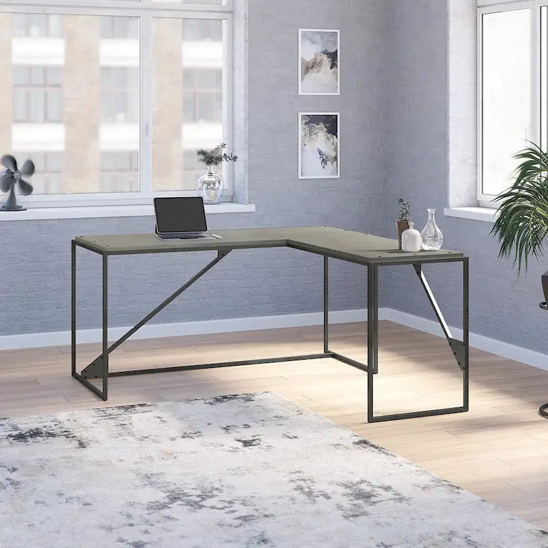 Bush Furniture Refinery 62W L Shaped Industrial Office Desk