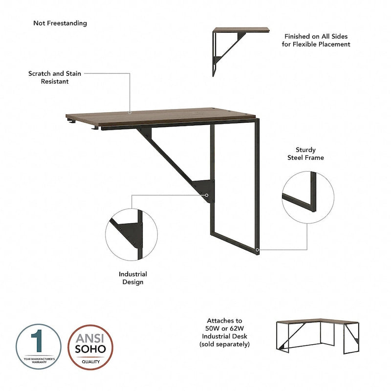 Bush Furniture Refinery 62W L Shaped Industrial Office Desk
