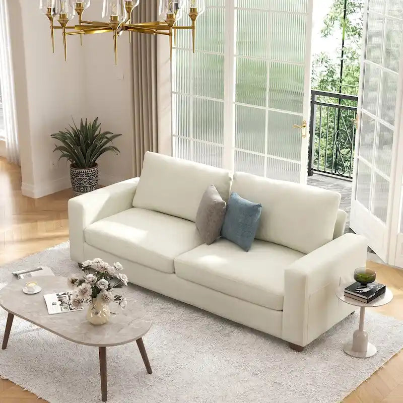 CO-Z 86.6 Upholstered Sofa Couch for Living Room 3-Seater Sofa