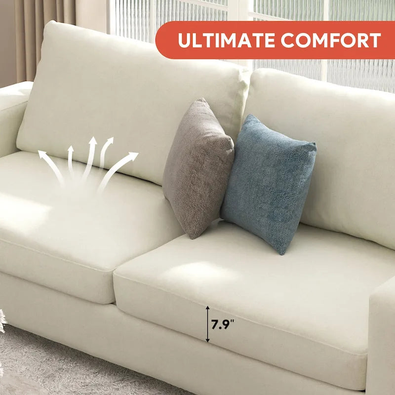 CO-Z 86.6 Upholstered Sofa Couch for Living Room 3-Seater Sofa