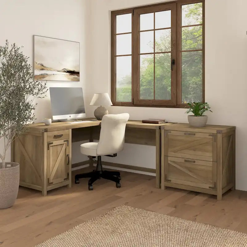 Knoxville 60W L Shaped Desk with File Cabinet by Bush Furniture
