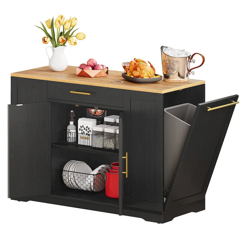 53-inch Rolling Kitchen Island Portable Mobile Kitchen Cart