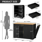 53-inch Rolling Kitchen Island Portable Mobile Kitchen Cart