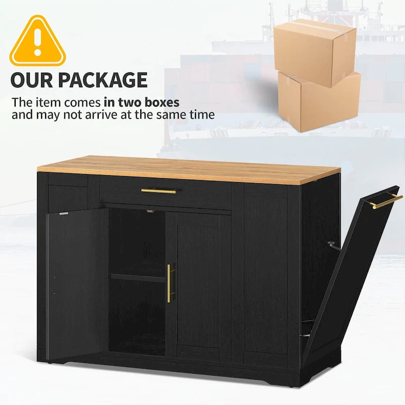 53-inch Rolling Kitchen Island Portable Mobile Kitchen Cart